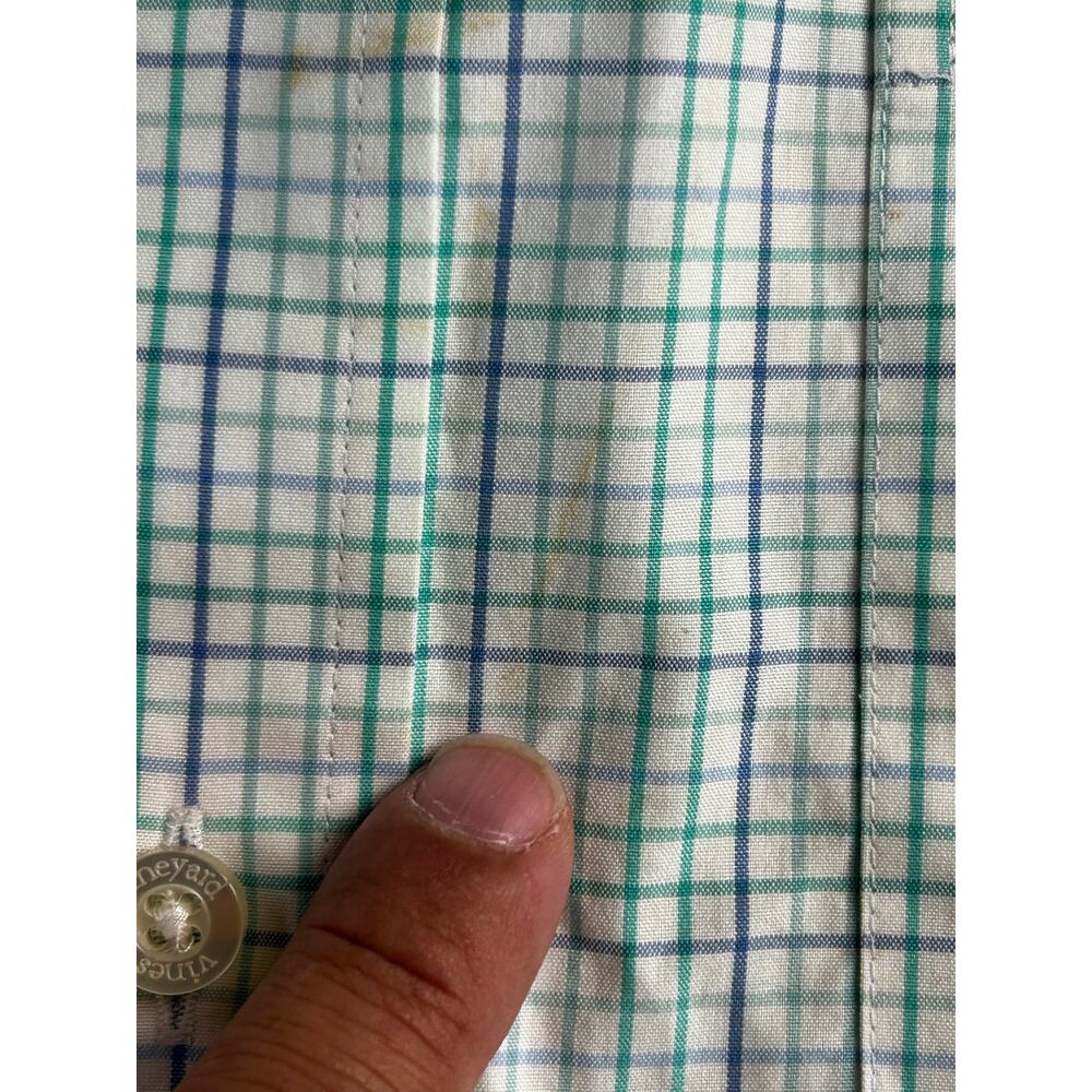 Vineyard Vines Slim Fit Murray Shirt Men's M Green Blue Plaid Cotton Button Down - Picture 8 of 8